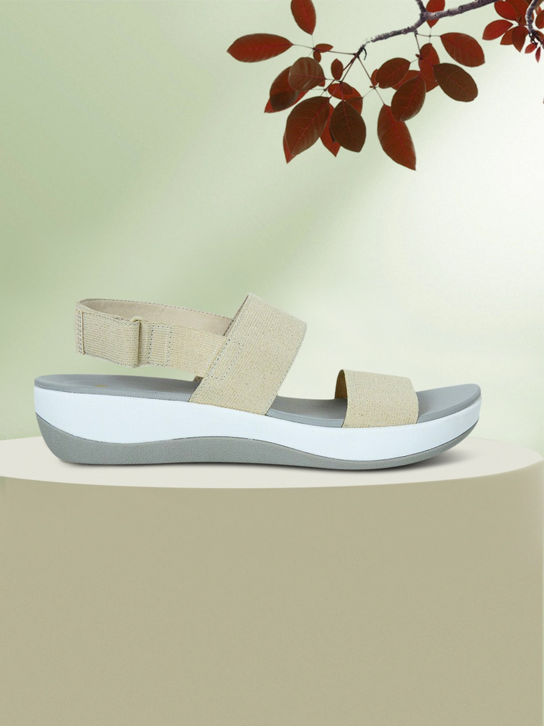 

Clarks Women Yellow & Grey Solid Sandals