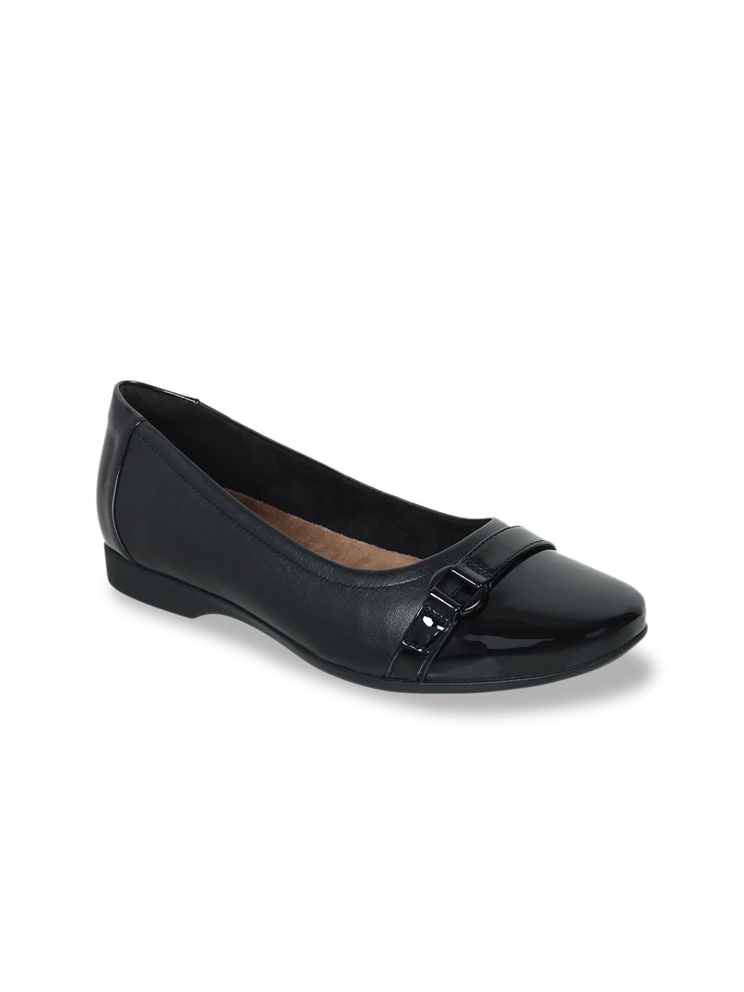 

Clarks Women Black Solid Leather Pumps