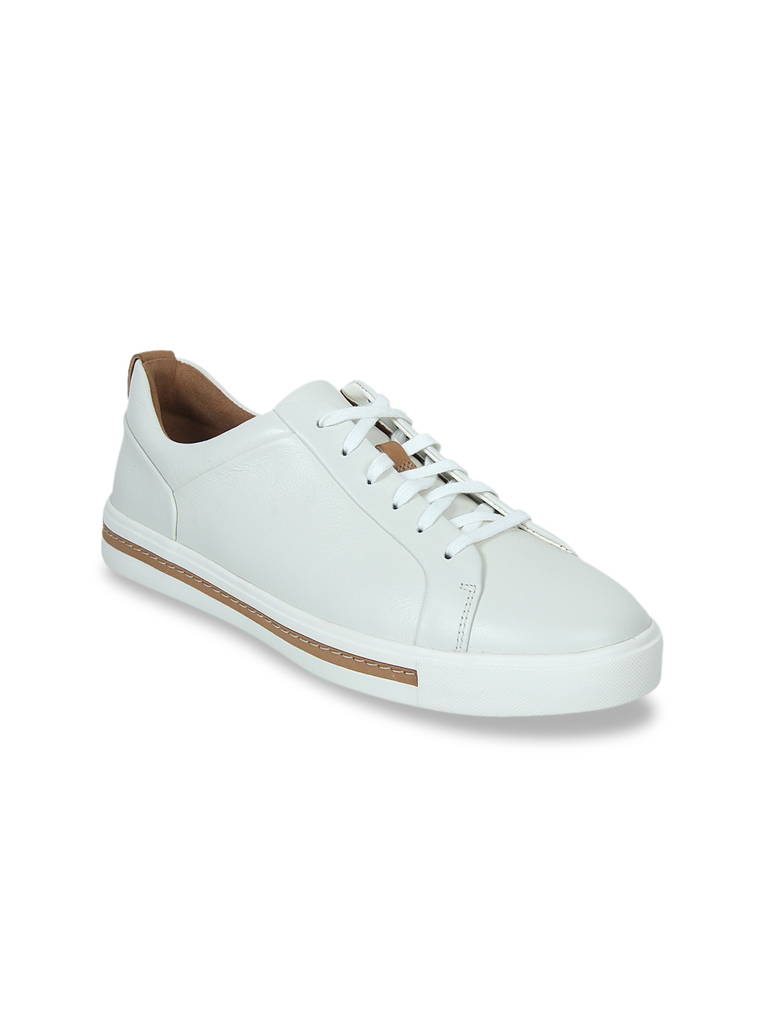 

Clarks Women White Solid Leather Sneakers