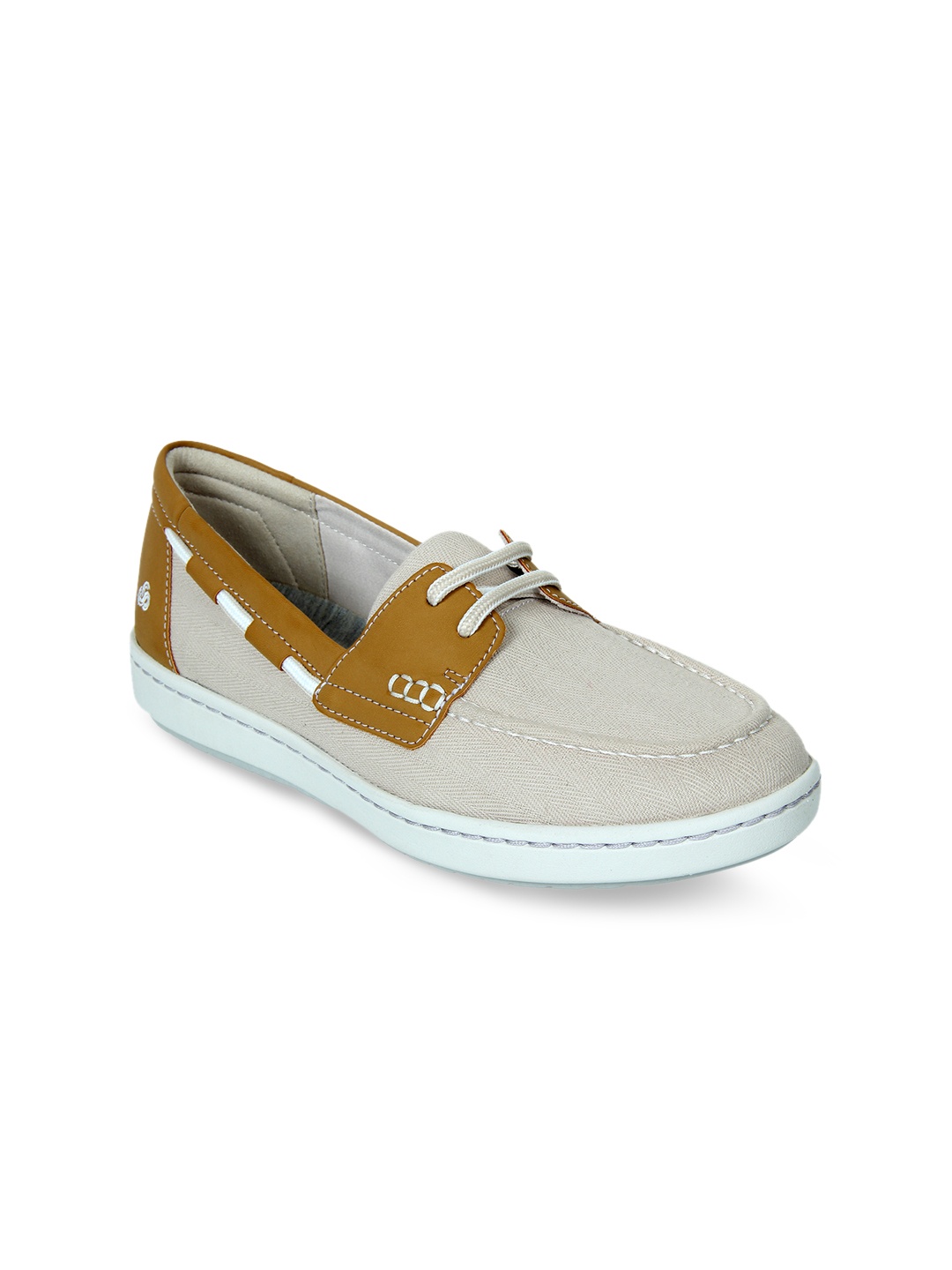 

Clarks Women Off-White Colourblocked Boat Shoes