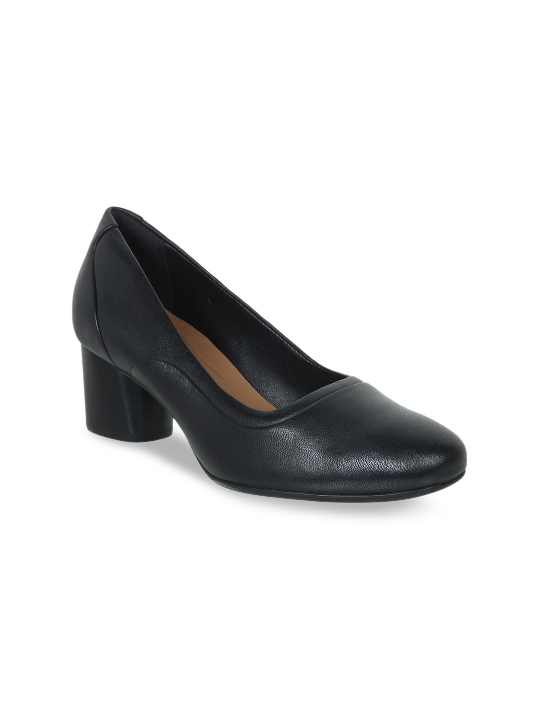 

Clarks Women Black Solid Leather Pumps