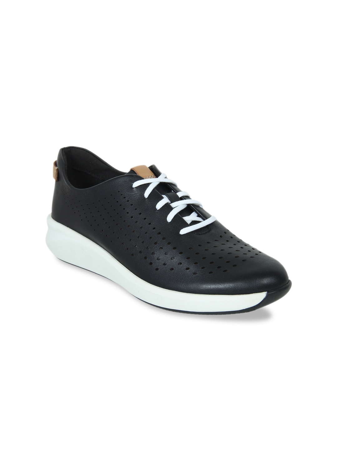 

Clarks Women Black Leather Laser Cut Casual Shoes