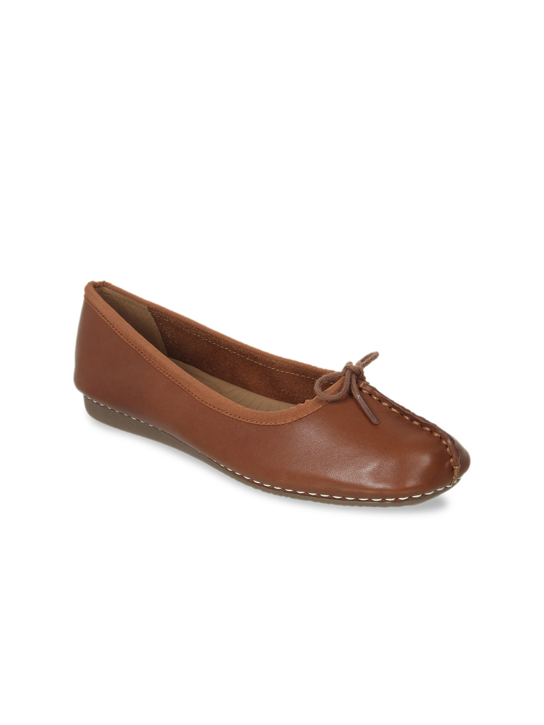 

Clarks Women Brown Solid Leather Ballerinas