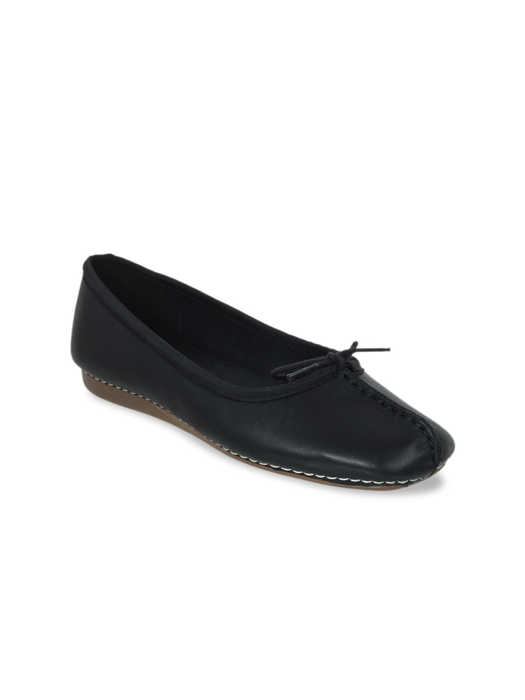 

Clarks Women Black Solid Leather Ballerinas