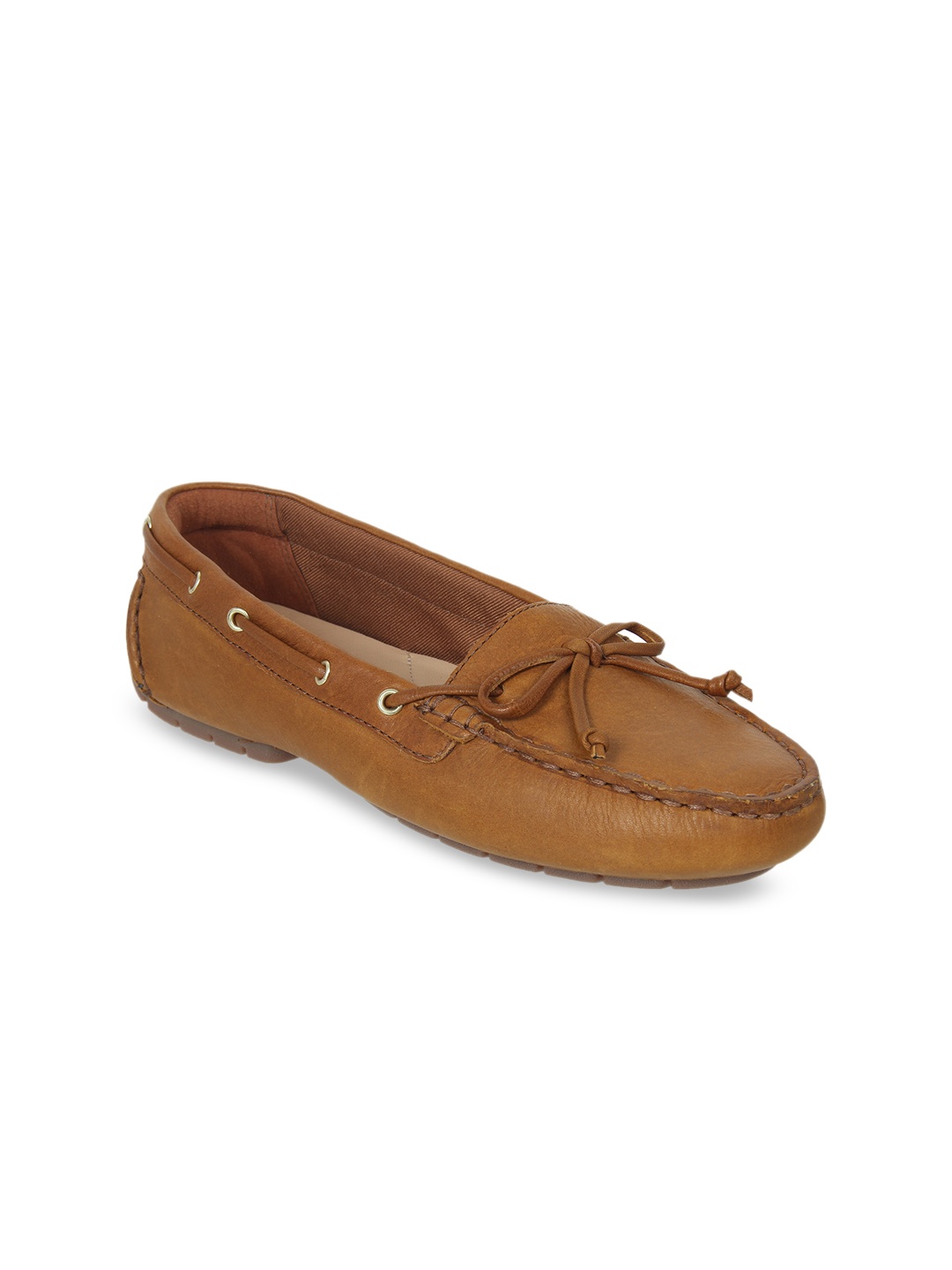 

Clarks Women Brown Leather Boat Shoes