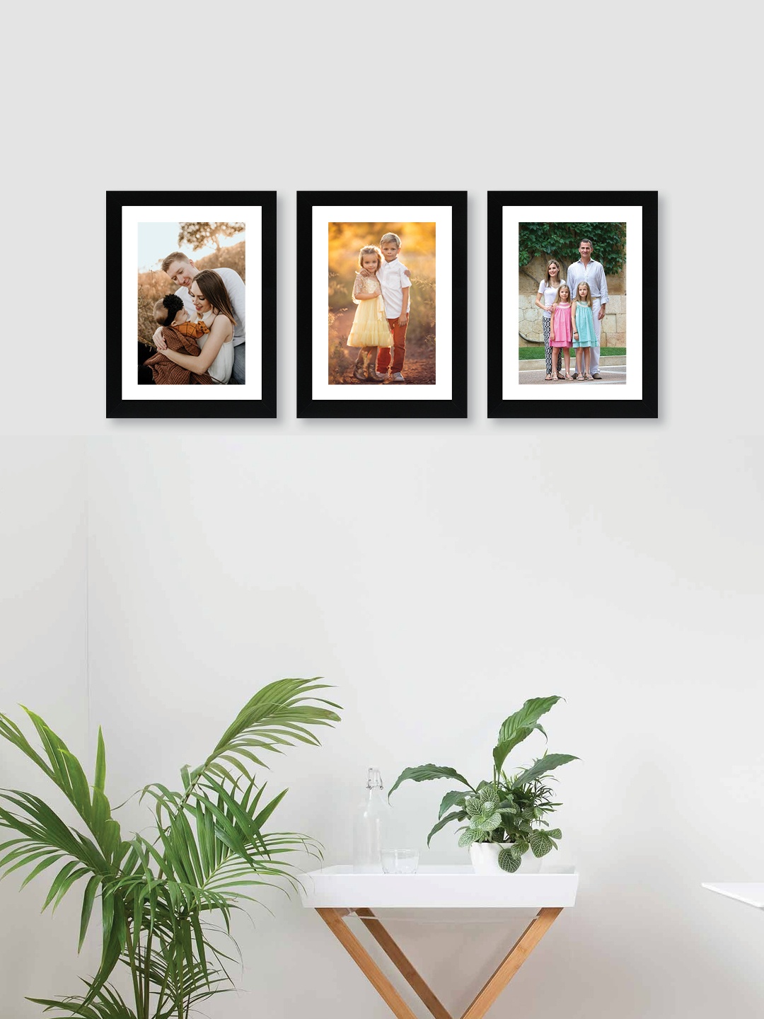 

RANDOM Set Of 3 Black Solid Synthetic Photo Frames With Mount Paper