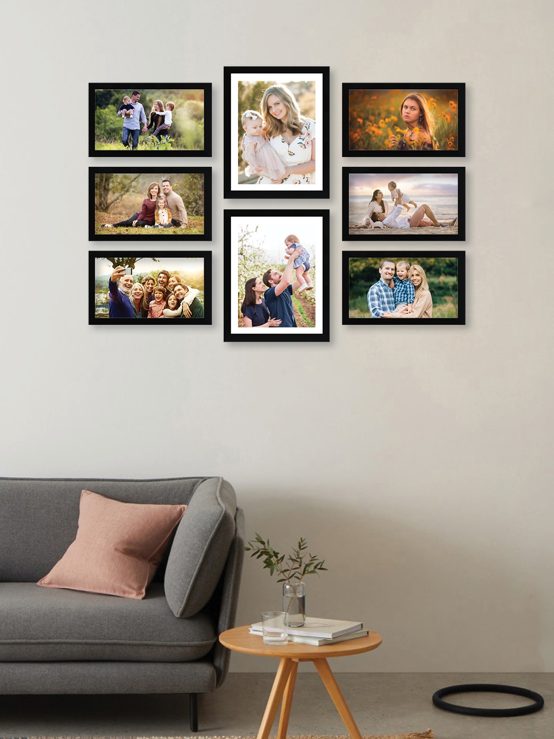 

RANDOM Set Of 8 Black Solid Synthetic Collage Photo Frames
