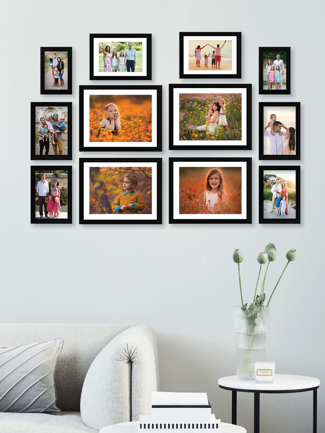 

RANDOM Set of 12 Black Solid Synthetic Collage Photo frames