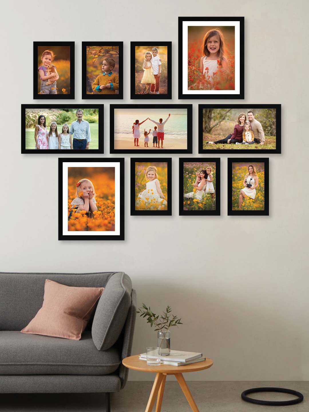 

RANDOM Set Of 11 Black Solid Synthetic Collage Photo Frames