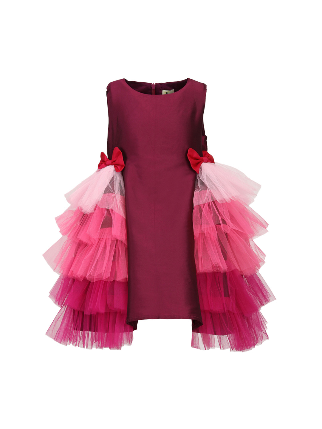 

A Little Fable Girls Burgundy Shaded Deep Bloom Fit and Flare Dress