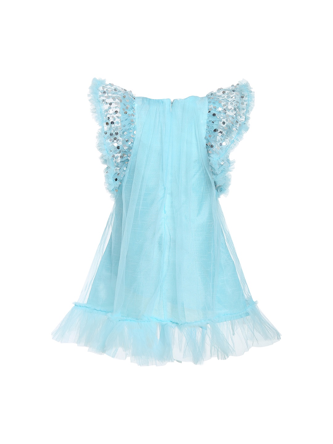 

A Little Fable Girls Blue Glitter Moon Embellished A-Line Dress