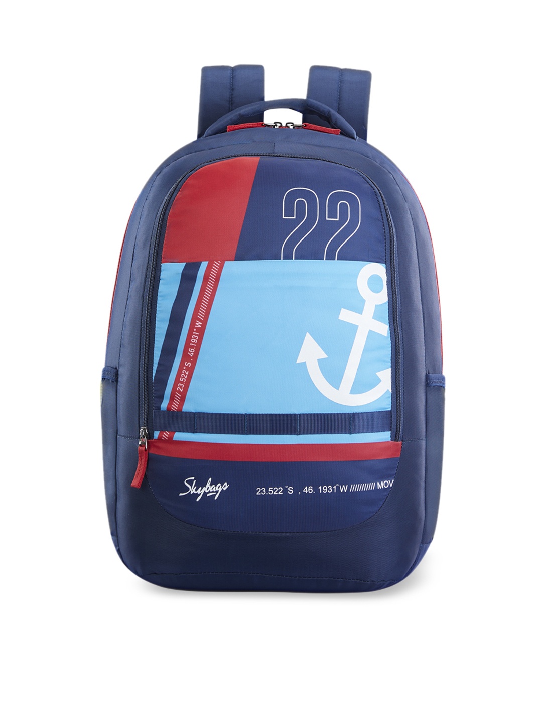 

Skybags Unisex Blue & Red Brand Logo Printed Backpack