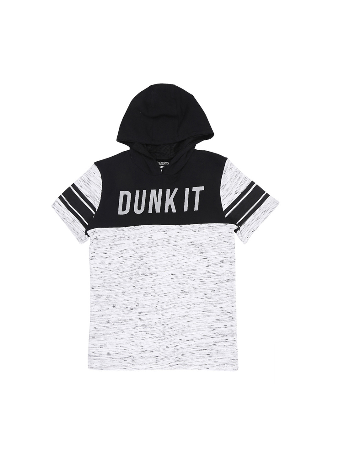 

Pantaloons Junior Boys White Printed Colourblocked Hood Pure Cotton T-shirt