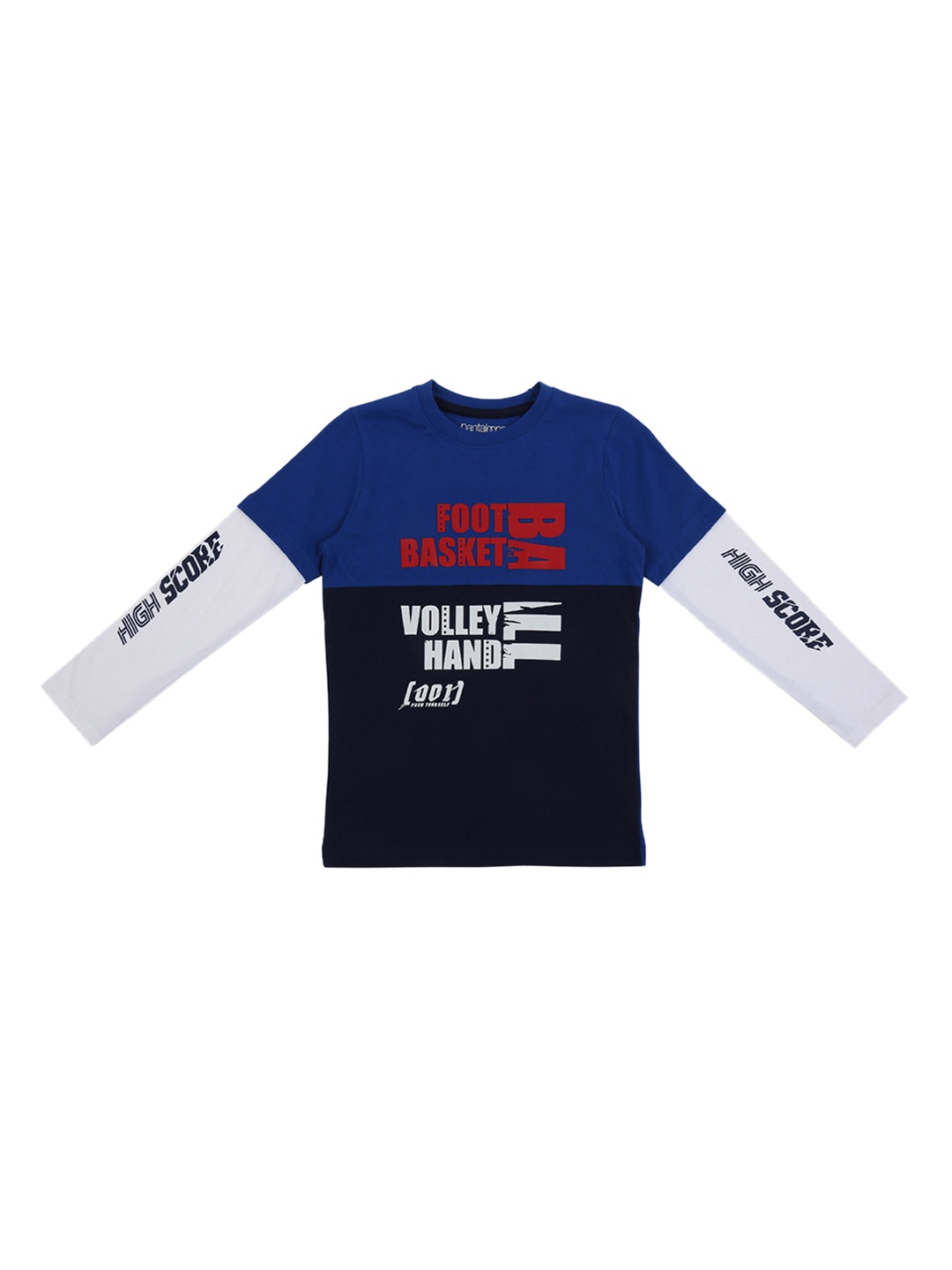 

Pantaloons Junior Boys Navy Blue Printed Round Neck Pure Cotton T-shirt