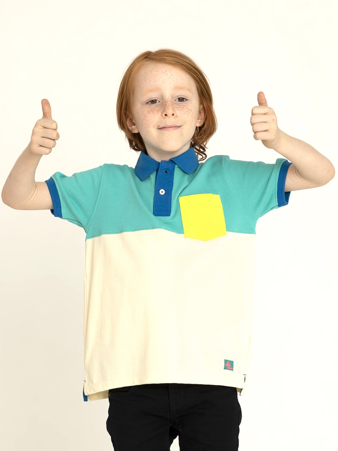 

Cherry Crumble Boys Multicolor Cut & Sew Seashell Pique Polo T-shirt, Multi