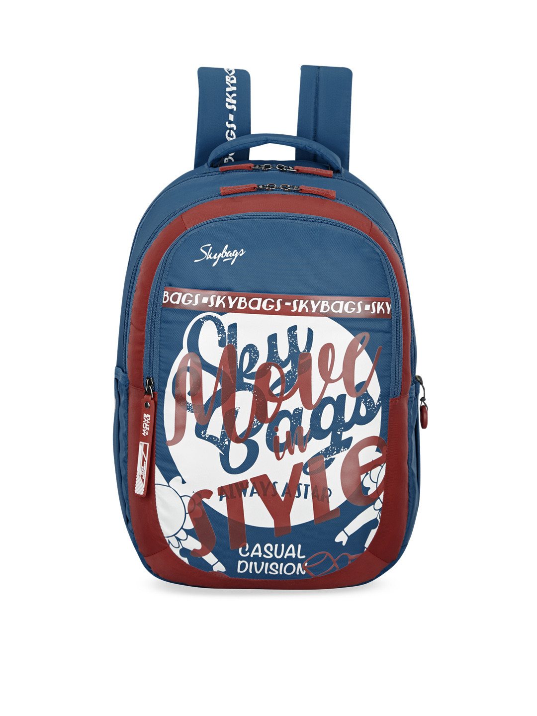 

Skybags Unisex Kids Blue & Red Astro Plus 02 Typography Backpack