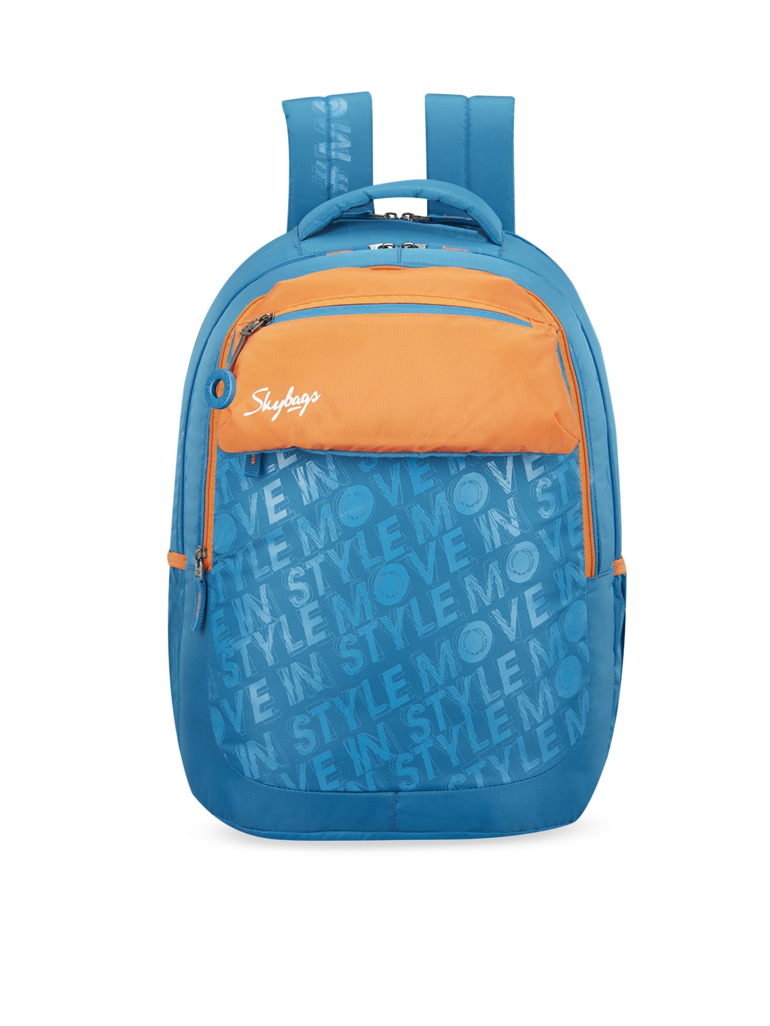 

Skybags Unisex Kids Blue & Orange Typography Print Backpack