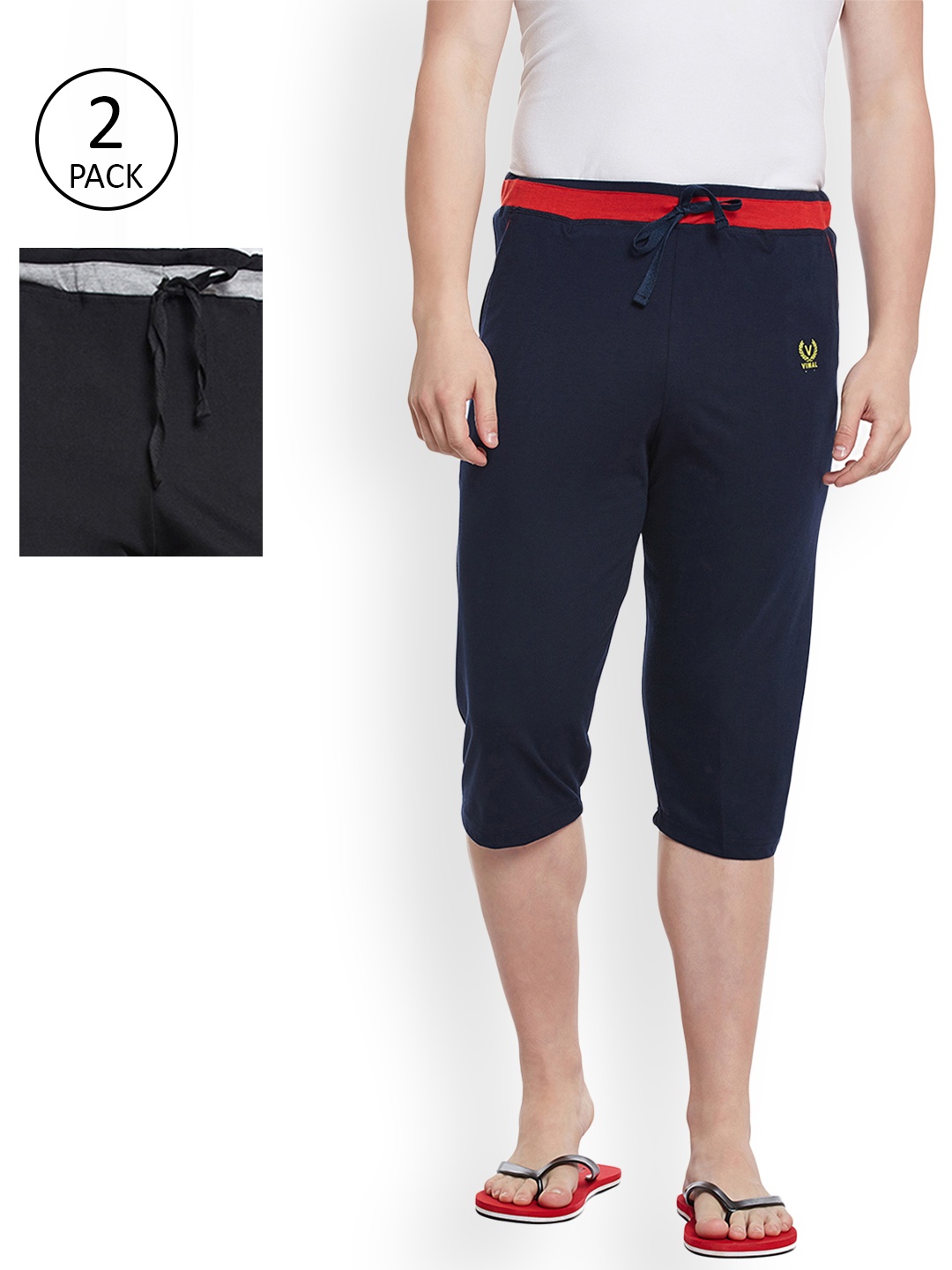 

MACK JONNEY Men Pack of 2 Solid Lounge Shorts, Black