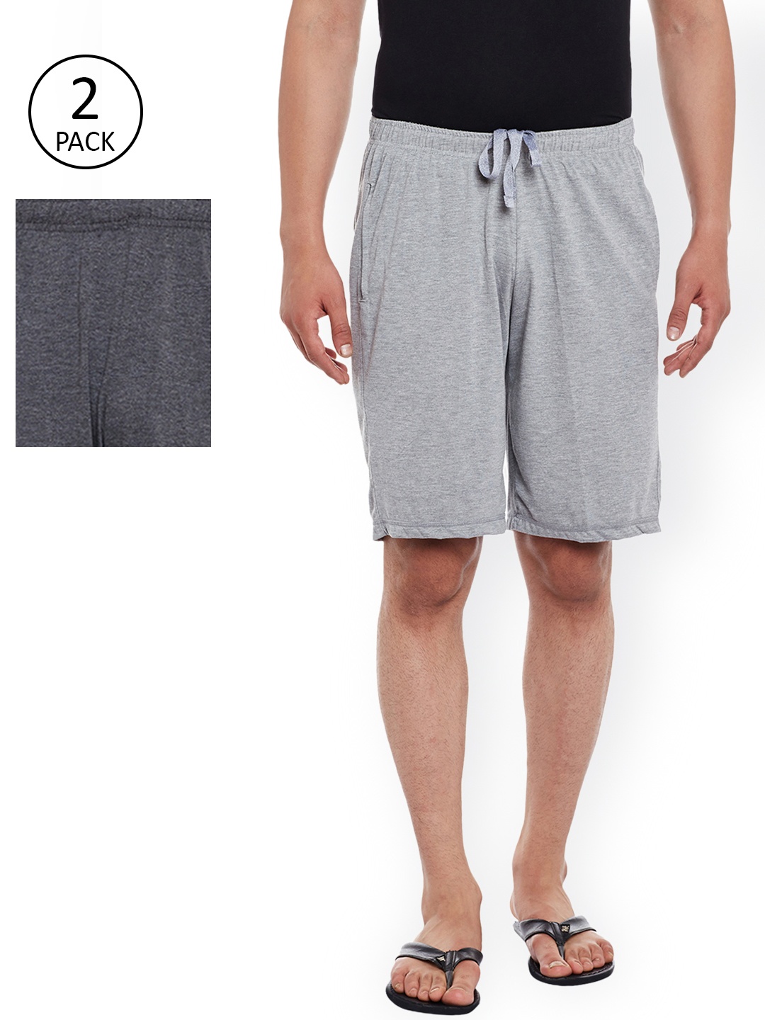 

VIMAL Men Pack of 2 Grey Melange Lounge Shorts