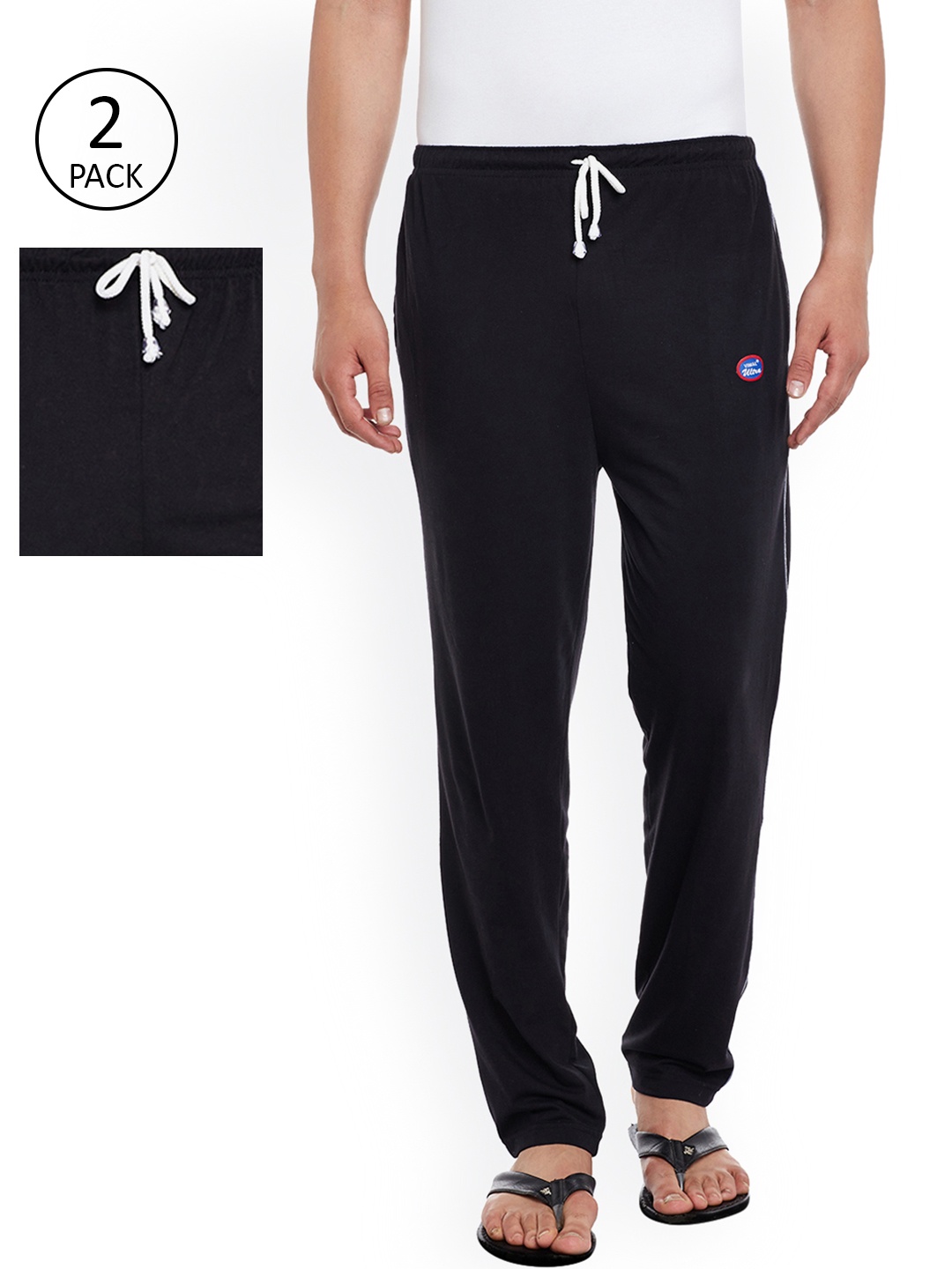 

VIMAL Men Pack of 2 Black Solid Lounge Pants