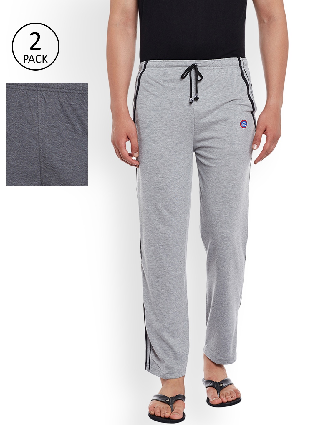

VIMAL Men Pack of 2 Grey Solid Lounge Pants