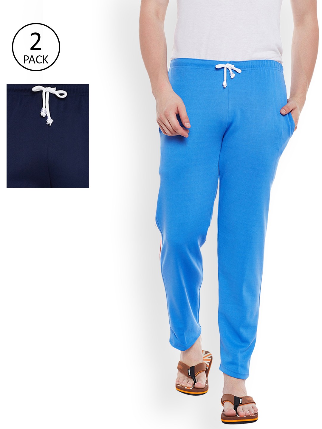 

VIMAL JONNEY Men Pack of 2 Blue Solid Lounge Pants