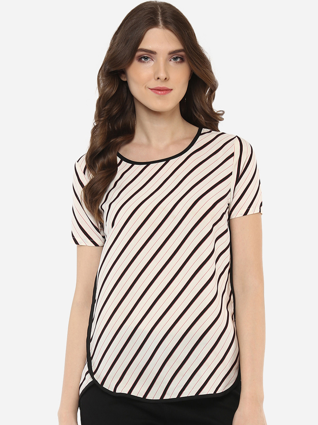 

Porsorte Women Off-White Striped Top