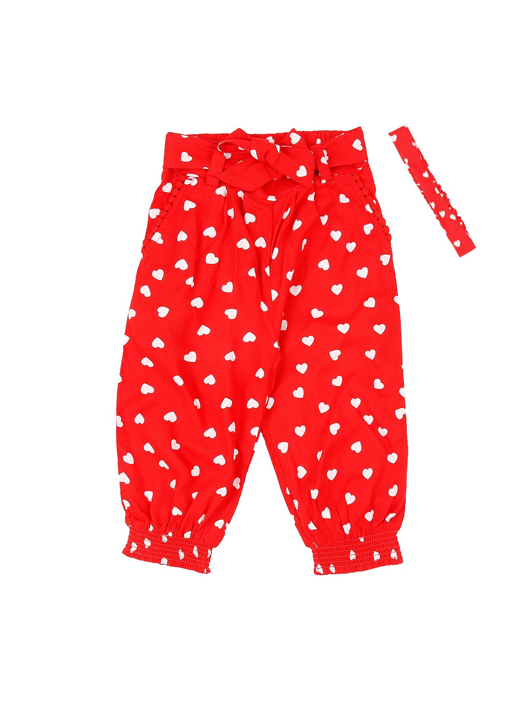 

Pantaloons Baby Girls Red & White Regular Fit Printed Joggers