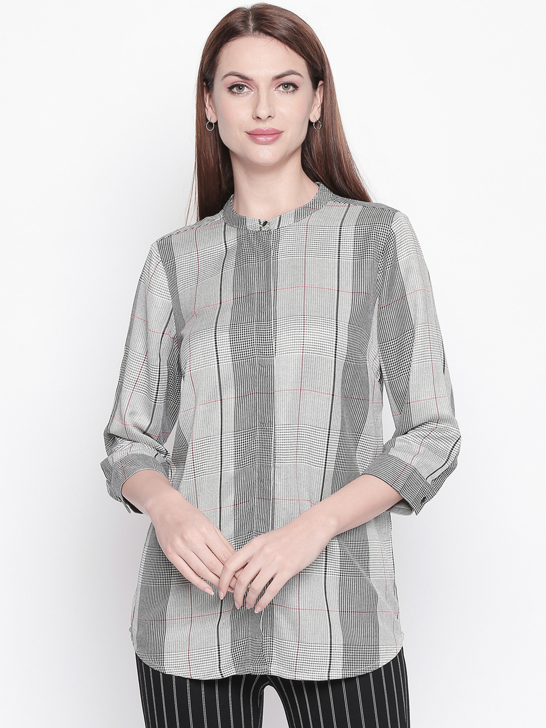 

Annabelle by Pantaloons Women's Black & White Checked Tunic
