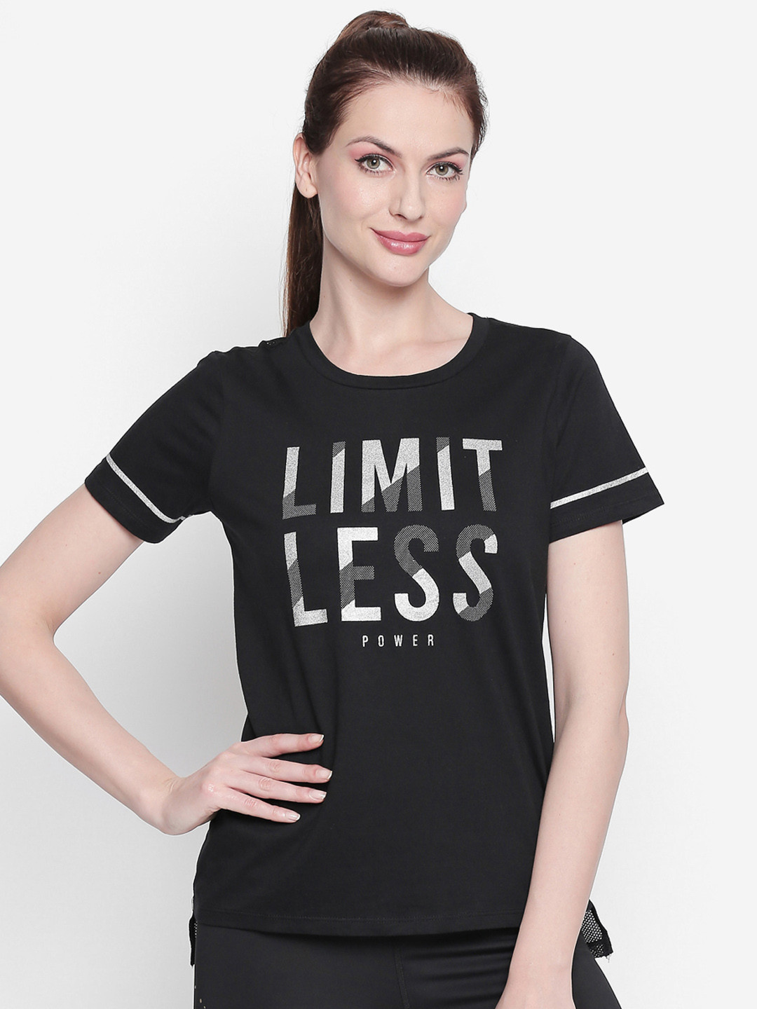 

Ajile by Pantaloons Women Black Printed Pure Cotton Top
