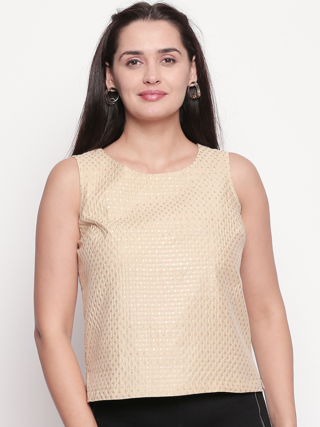 

AKKRITI BY PANTALOONS Women Gold Self Design Top