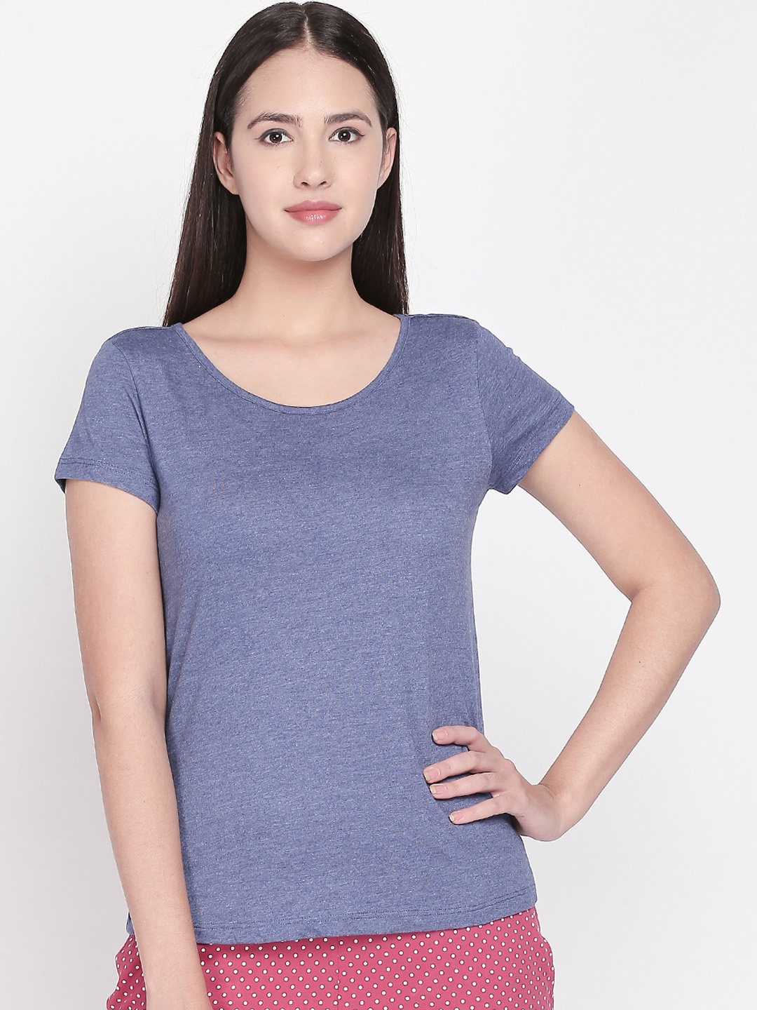 

Dreamz by Pantaloons Women Blue Solid Lounge tshirt