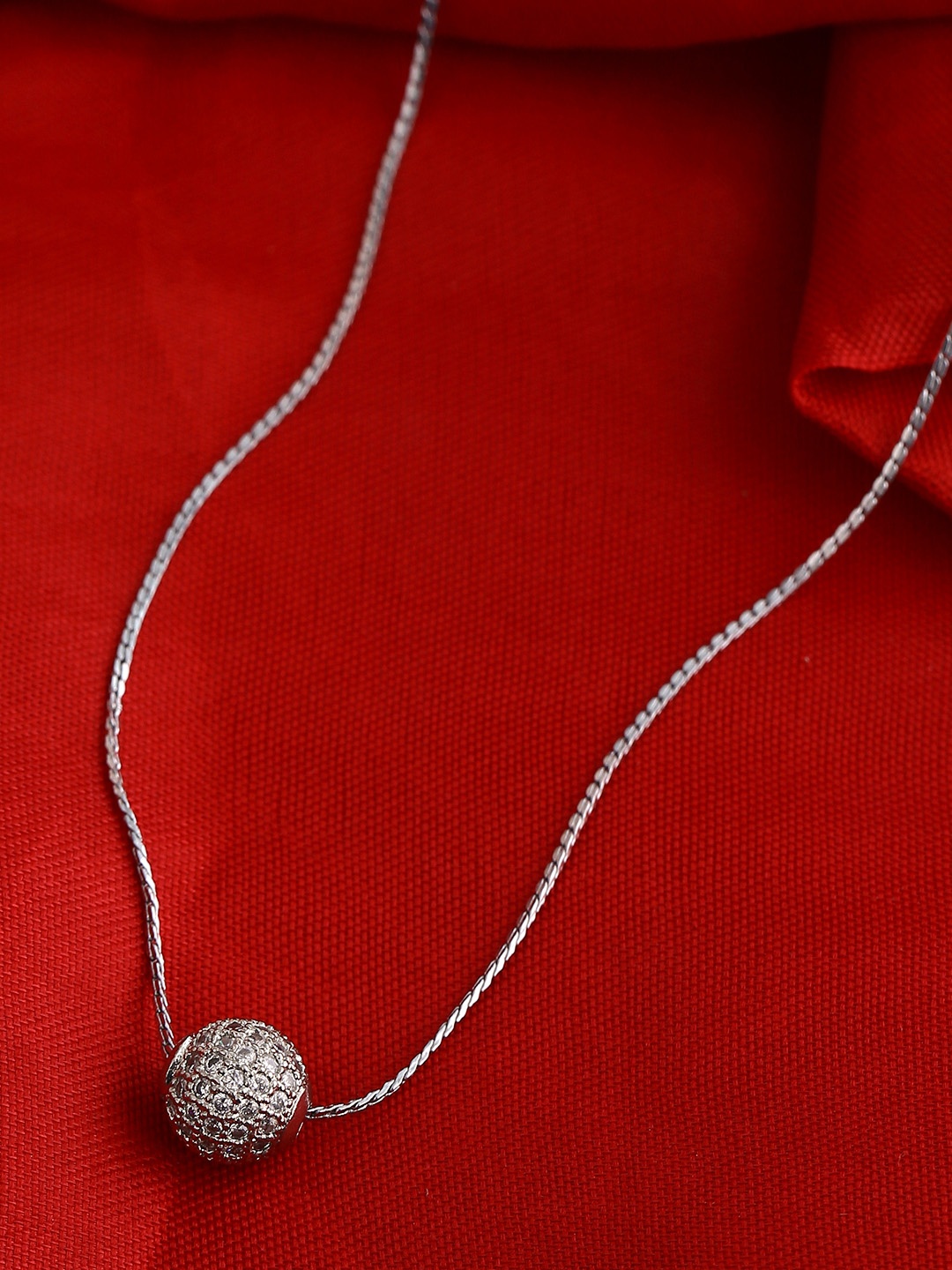 

Shoshaa Women Silver-Plated Ball Pendant With Chain