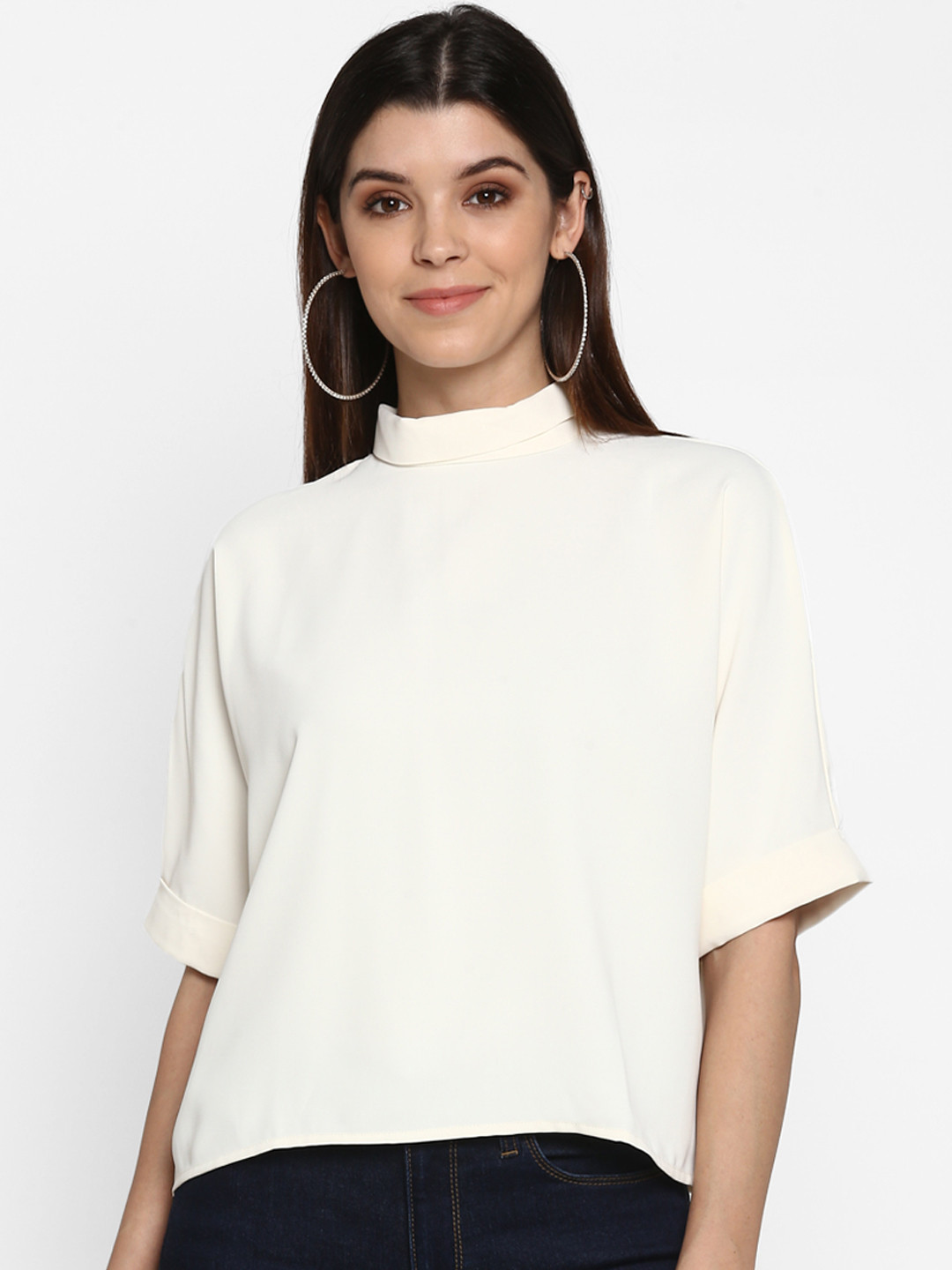 

Mode by Red Tape Women Off-White Solid Boxy Top