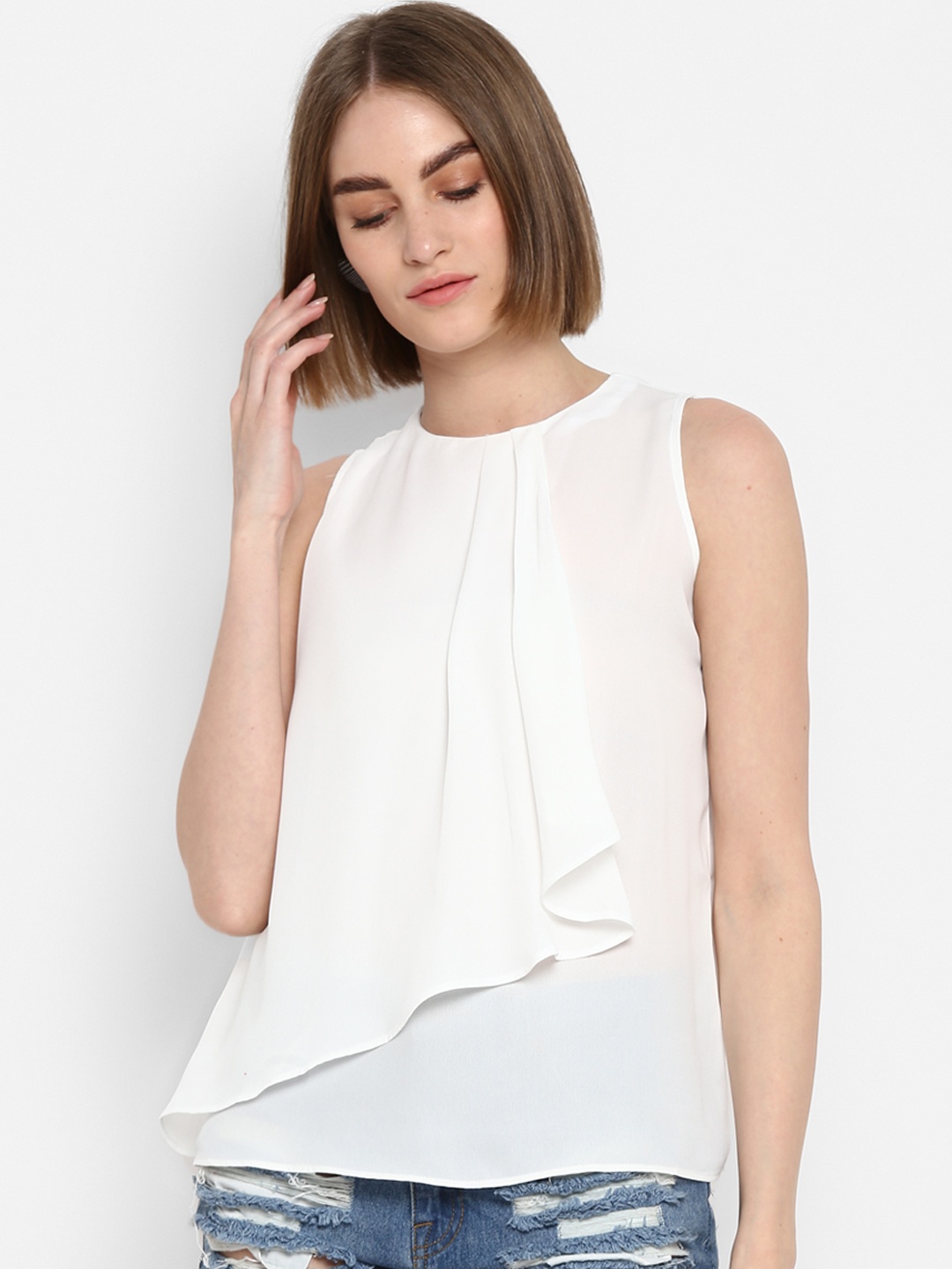 

Mode by Red Tape Women White Solid Top