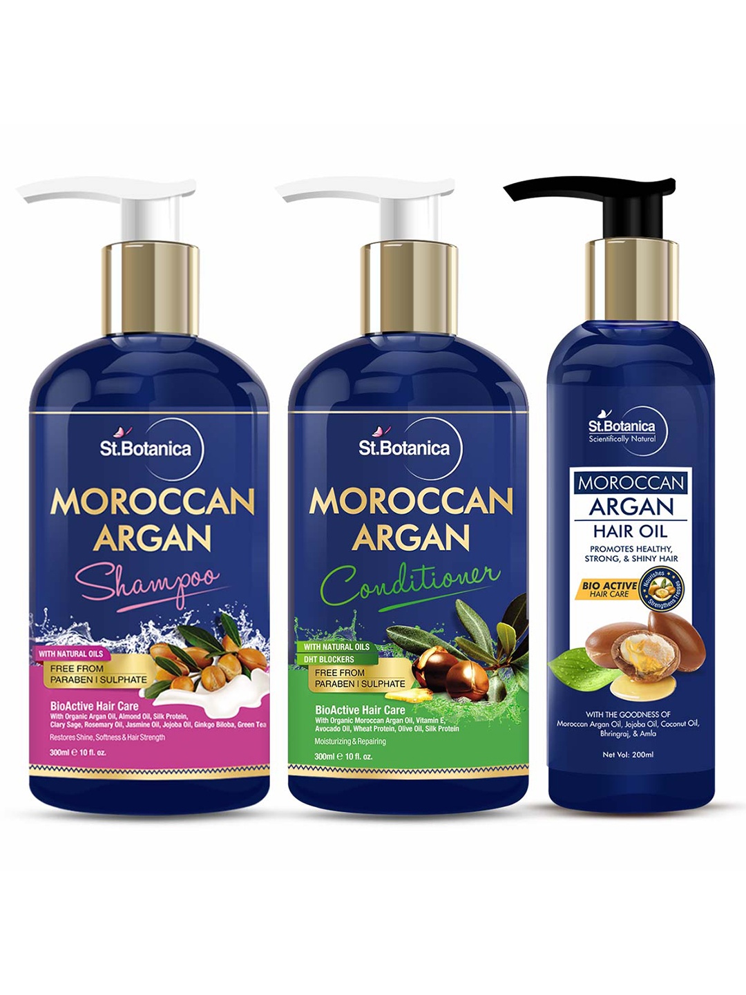 

St.Botanica Moroccan Argan Shampoo Conditioner Hair Oil, Blue