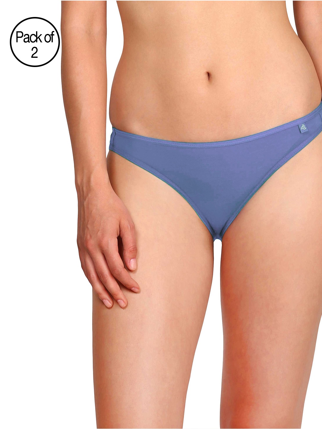 

Jockey Women Pack of 2 Solid Low-Rise Bikini Briefs SS02-0105, Blue