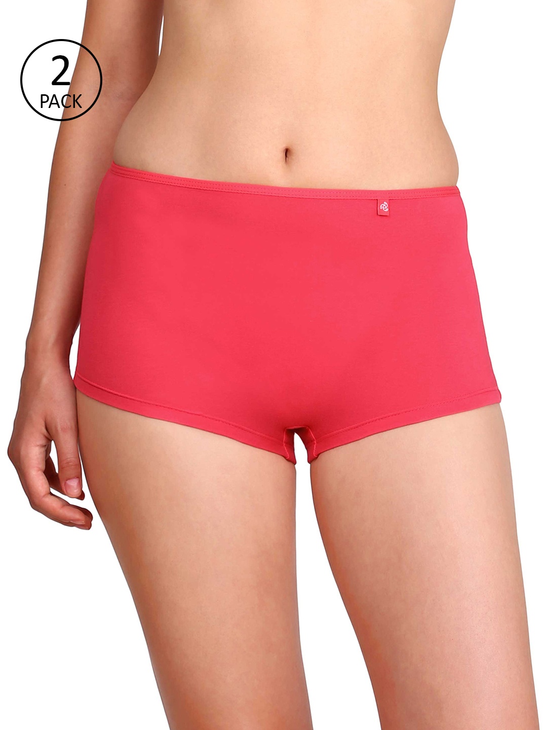 

Jockey Women Pack of 2 Solid Low-Rise Boy Shorts SS04-0105, Coral