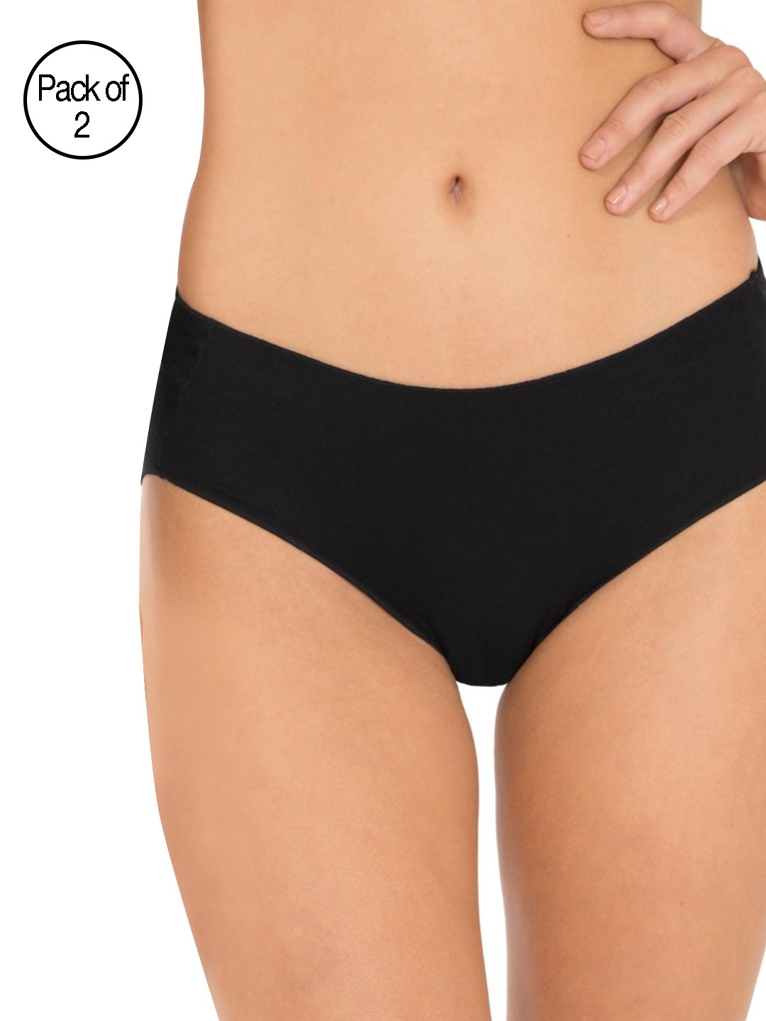 

Jockey Women Pack of 2 Solid Hipster Briefs 1802-0105, Black