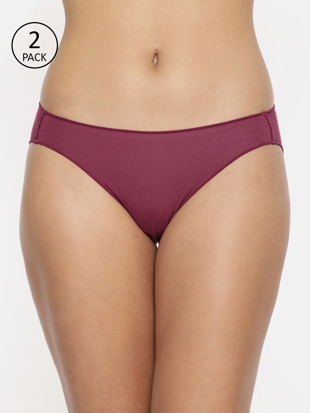 

Jockey Women Pack of 2 Burgundy Solid Bikini Briefs