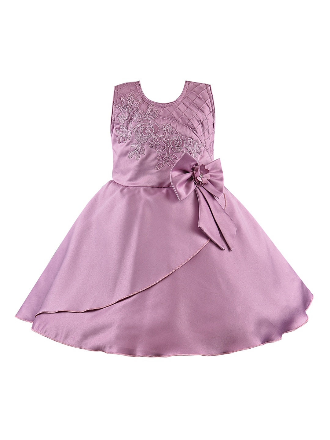 

Wish Karo Girls Purple Self Design Fit and Flare Dress