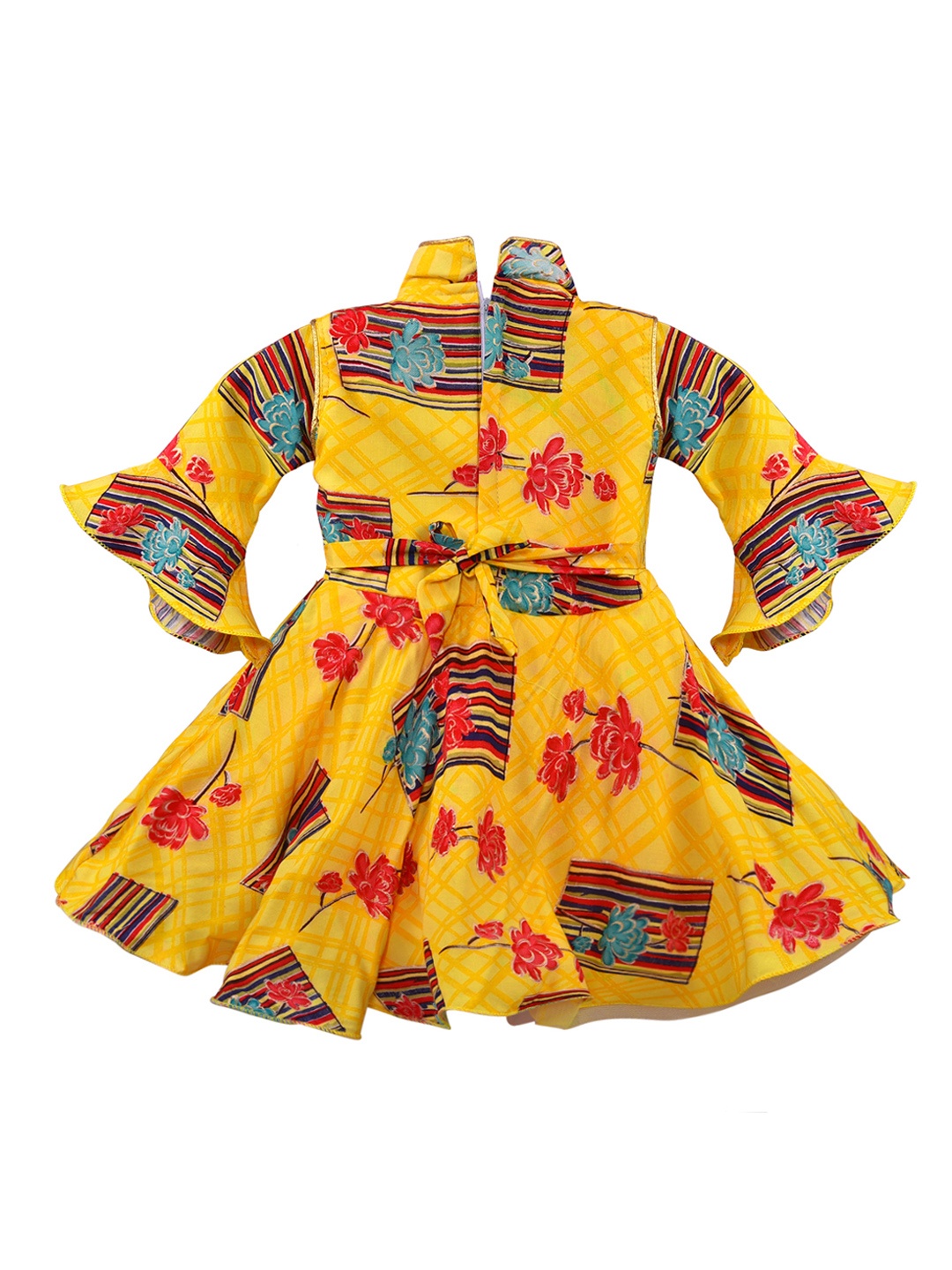 

Wish Karo Girls Yellow Printed Fit and Flare Dress