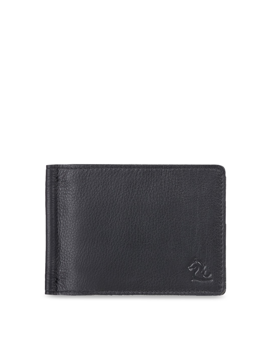 

Kara Unisex Black Solid Leather Money Clip with Card Holder