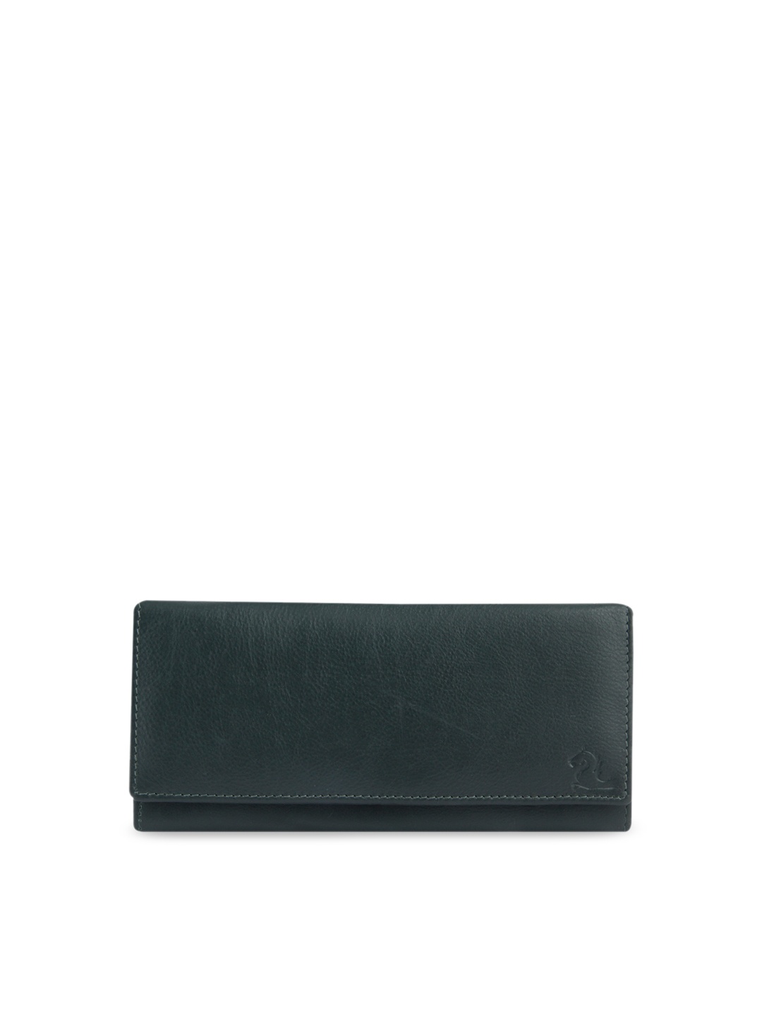 

Kara Olive Green Solid Envelope Leather Clutch