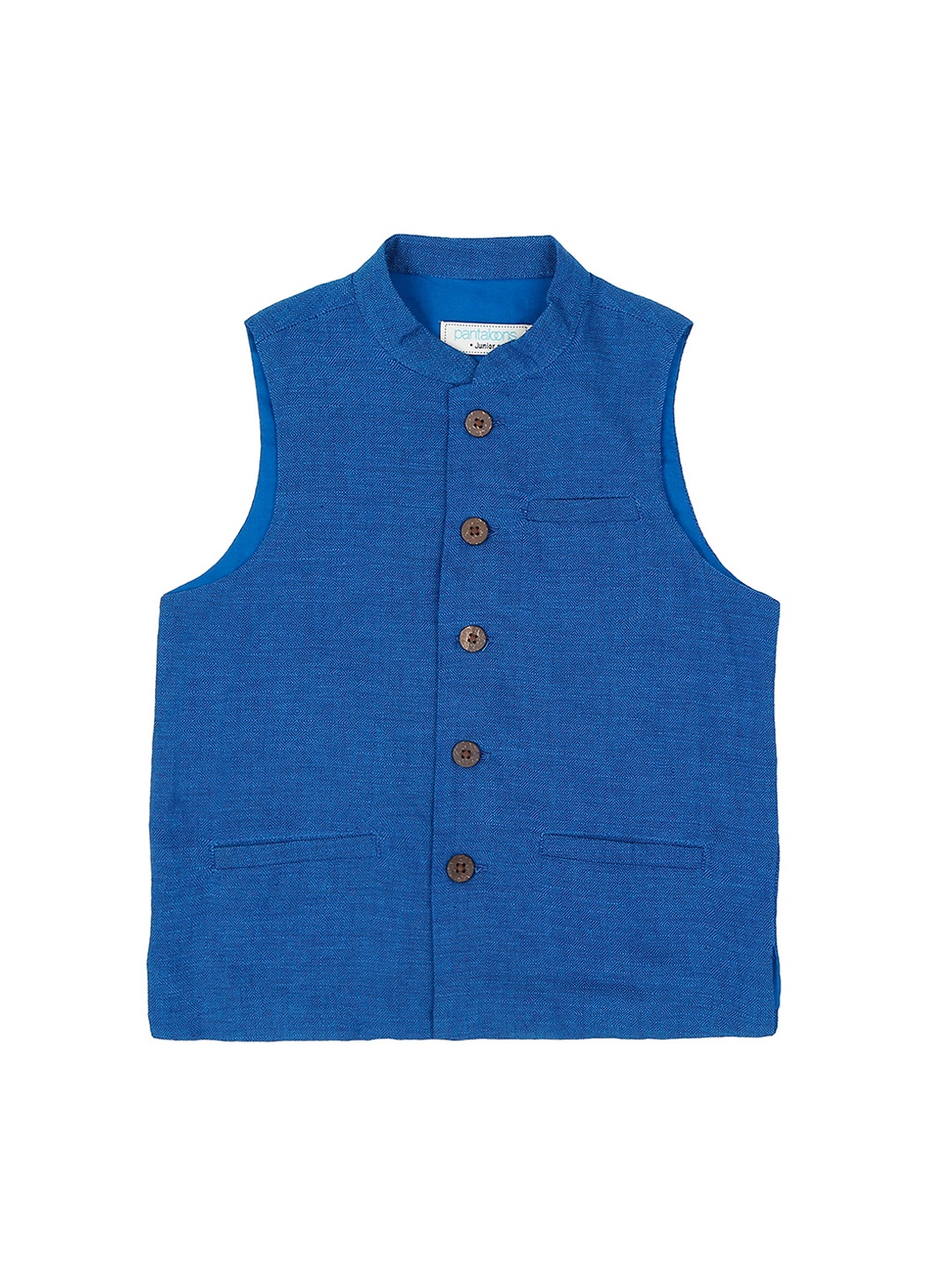 

indus route by Pantaloons Boys Blue Solid Pure Cotton Nehru Jacket
