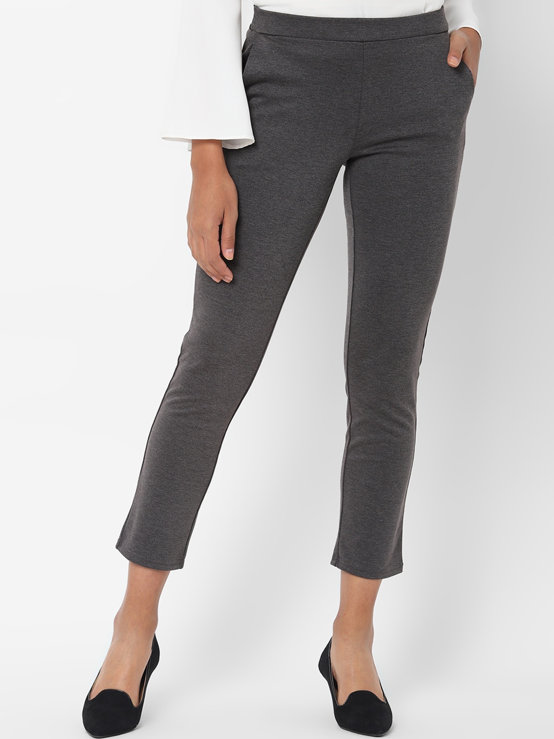 

Allen Solly Woman Women Grey Solid Regular Trousers