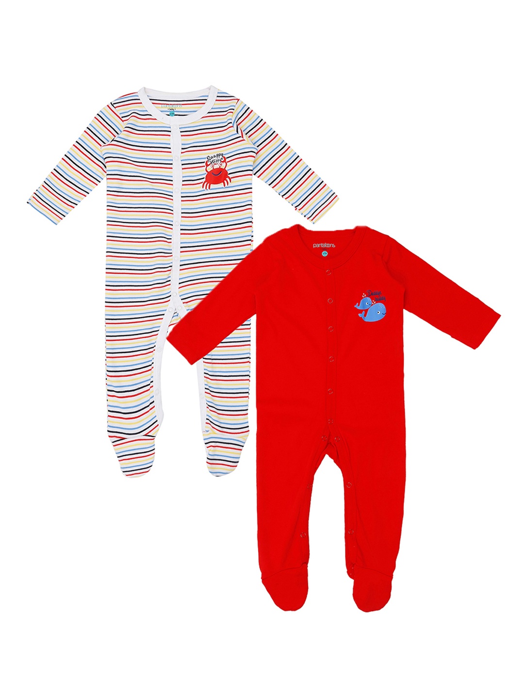 

Pantaloons Infant Boys Pack Of 2 Sleepsuits, Red