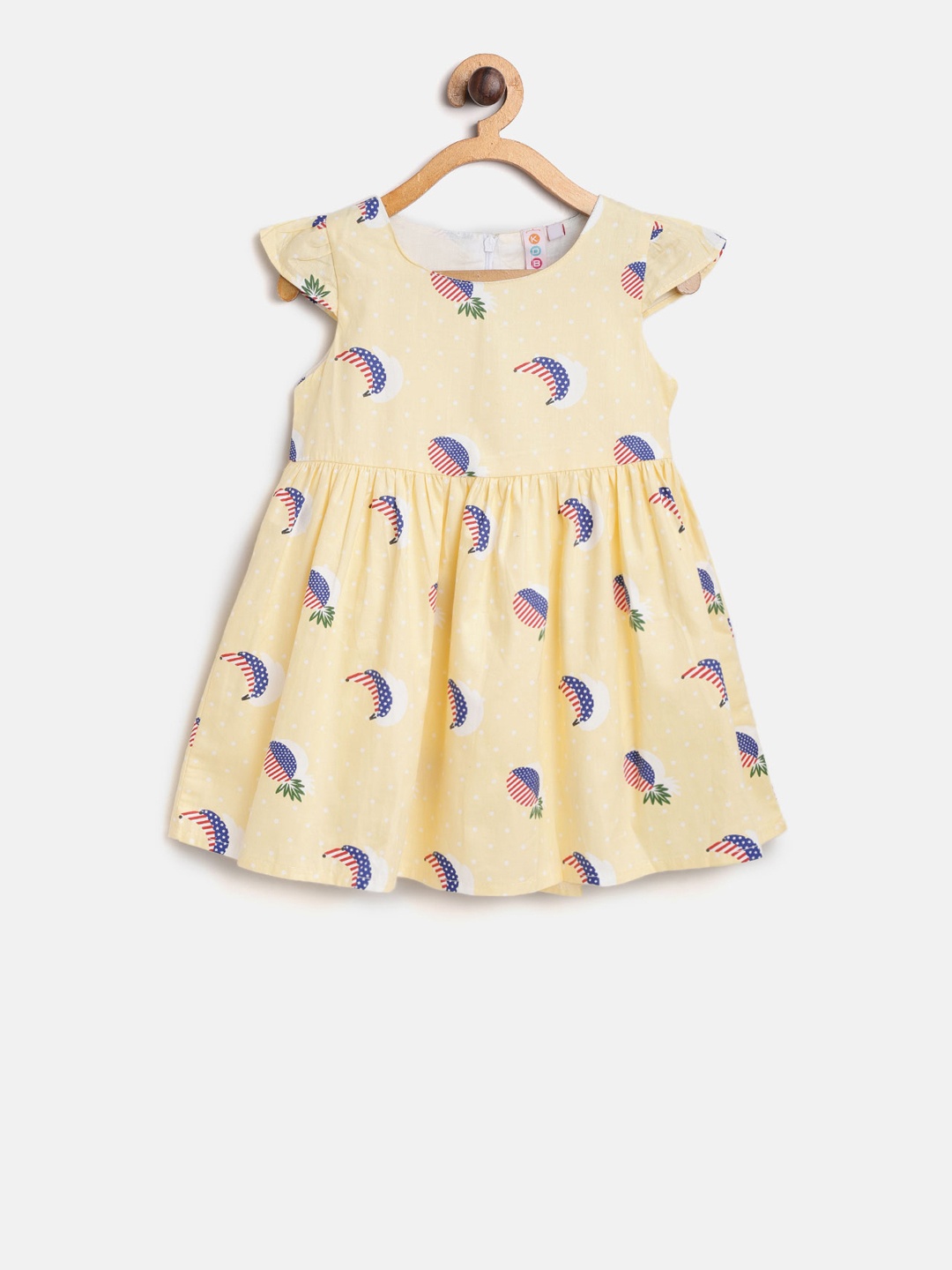 

Kids On Board Girls Yellow Printed Fit and Flare Dress