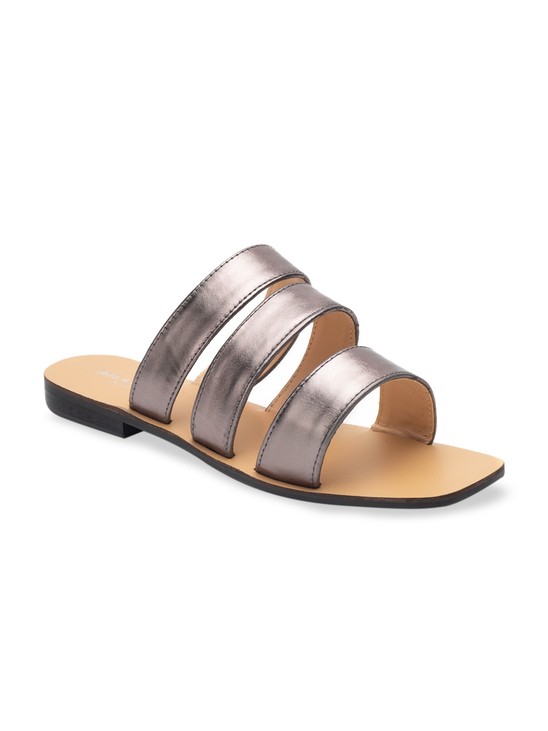 

Heel & Buckle London Women Silver-Toned Solid Open Toe Flats