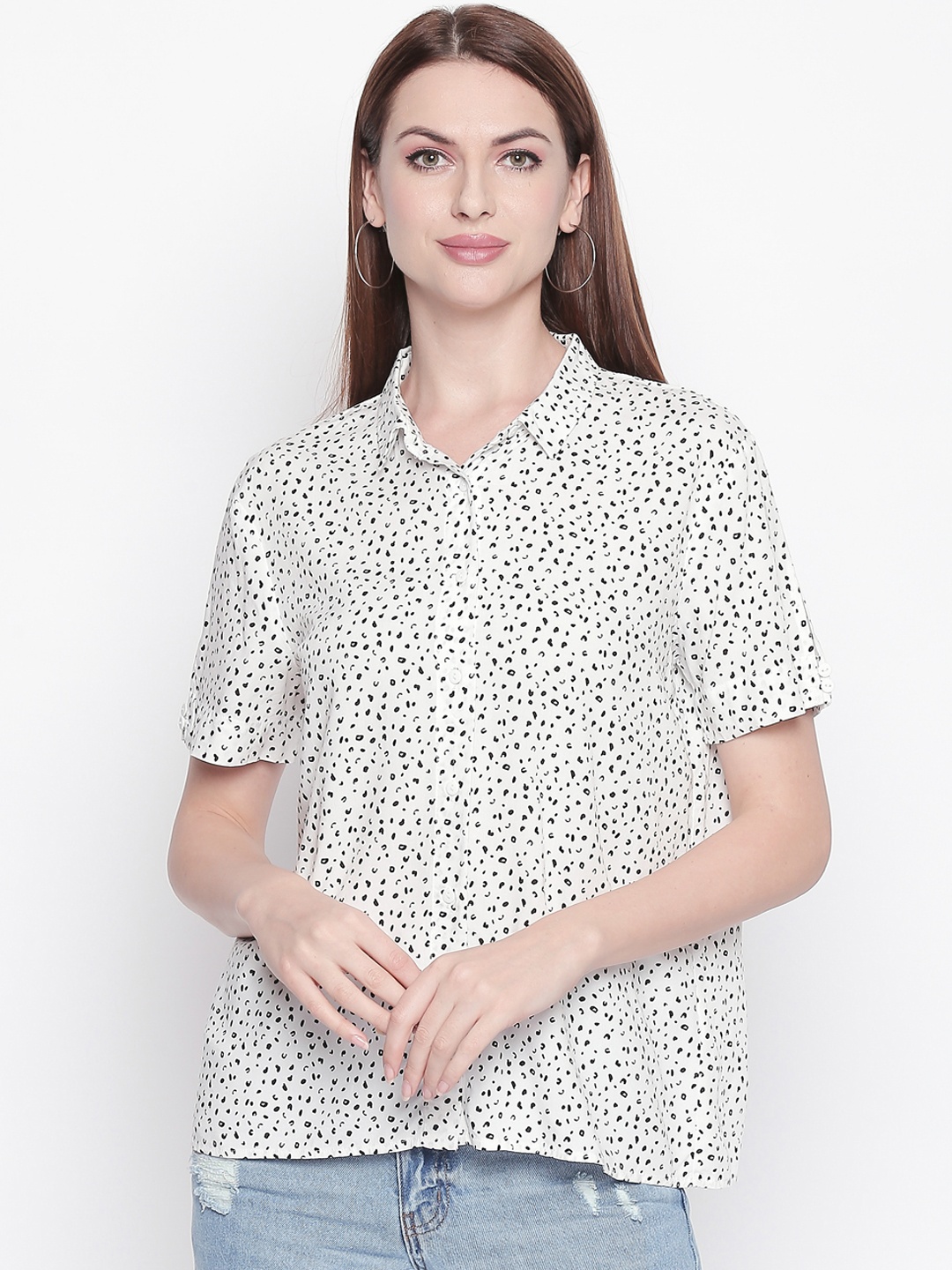 

Honey by Pantaloons Women White Printed Shirt Style Top